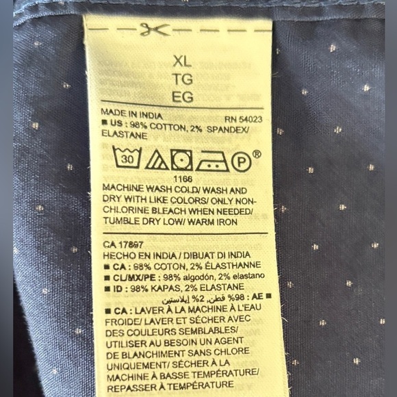 Old Navy Men's Size XL Button Down Short Sleeve Blue‎ White Polka Dots Preppy - Picture 8 of 9